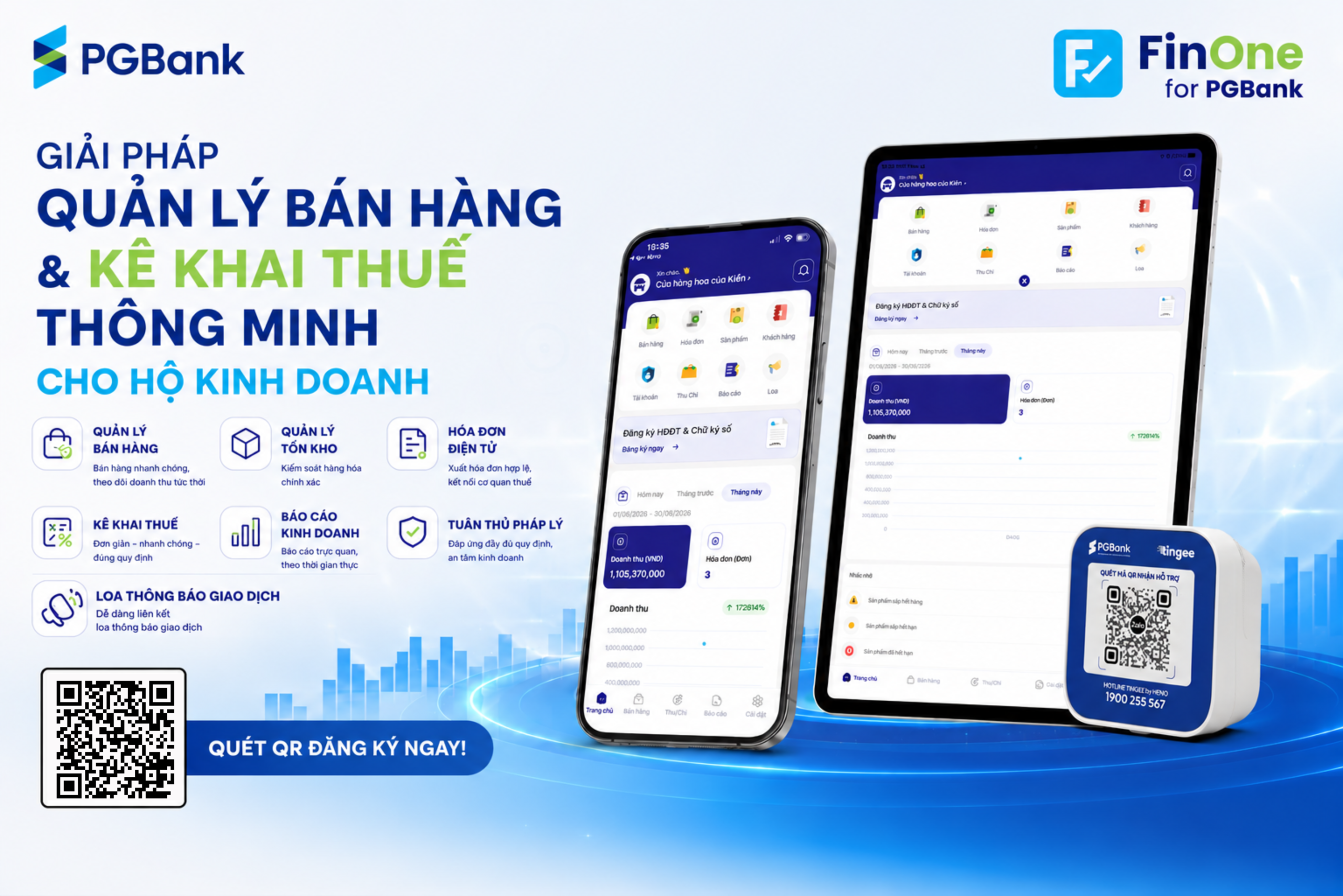 PGBank ra mắt ứng dụng FinOne for PGBank – Giải pháp quản lý bán hàng và hóa đơn điện tử toàn diện dành cho hộ kinh doanh